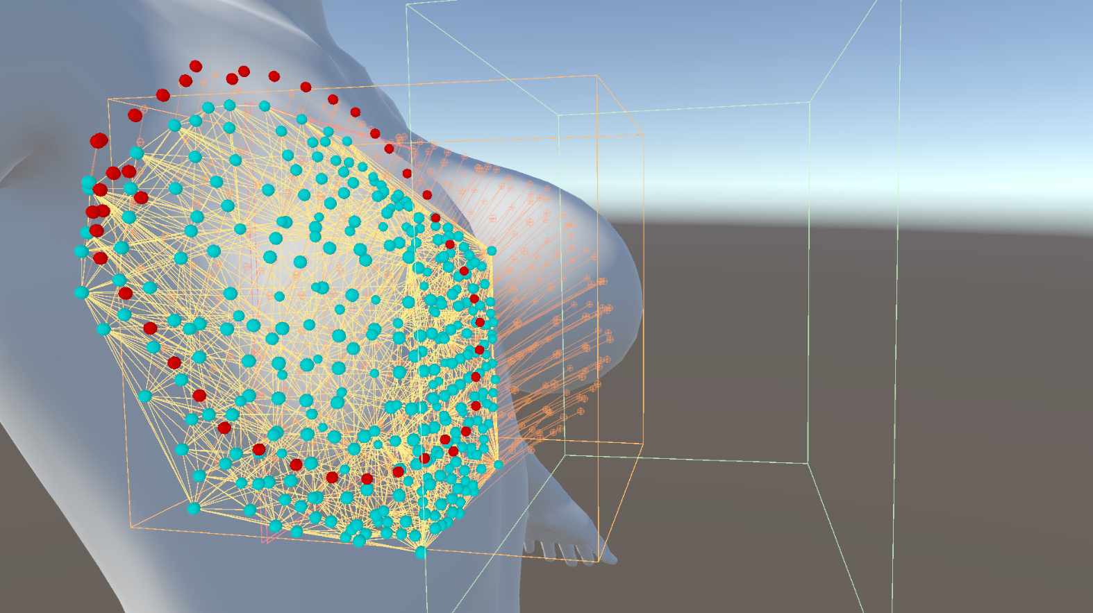 Breast affected by gravity and collision